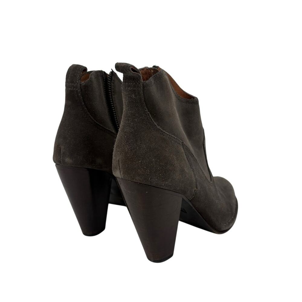 Frye Madeline Short Bootie Smoke Grey Brown Suede Heeled Ankle Zip Closure 8 - Picture 7 of 10